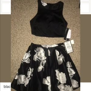 Black Two-piece Floral Party Dress Size 7